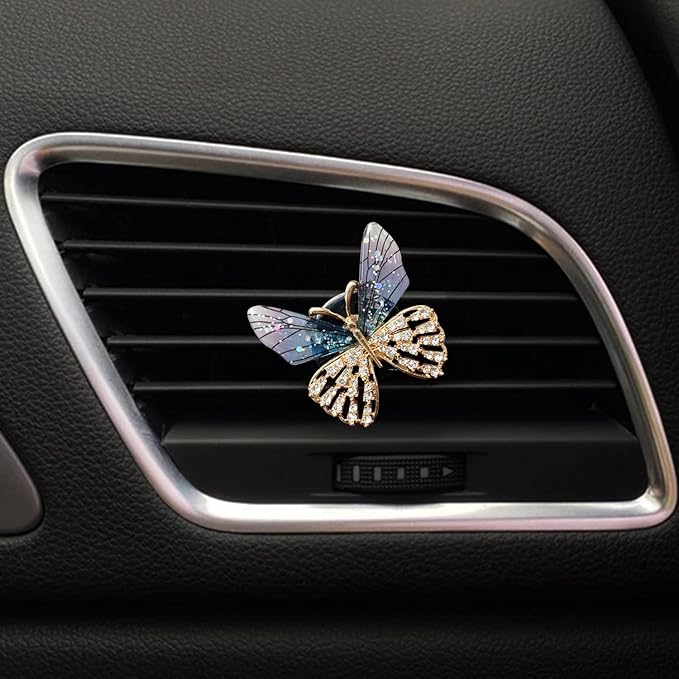 Bee Butterfly Dragonfly Car Aromatherapy Diffusers - 3 Pcs Air Fresheners Vent Clips for Car Decoration & Interior Decor (Blue)