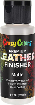 Crazy Colors Premium Dull Matte Acrylic Leather and Shoe Paint Finisher, 2 oz Bottle - Clearcoat Sealant Protection - Durable Scratch, Crack, Peel, Fade Resistant Finish - Artwork Jackets, Bags Purses