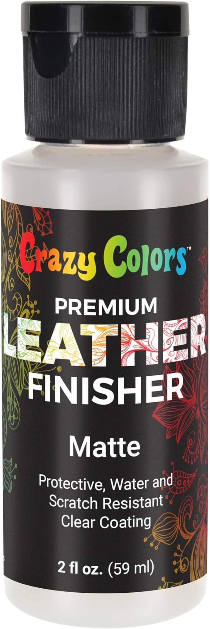 Crazy Colors Premium Dull Matte Acrylic Leather and Shoe Paint Finisher, 2 oz Bottle - Clearcoat Sealant Protection - Durable Scratch, Crack, Peel, Fade Resistant Finish - Artwork Jackets, Bags Purses