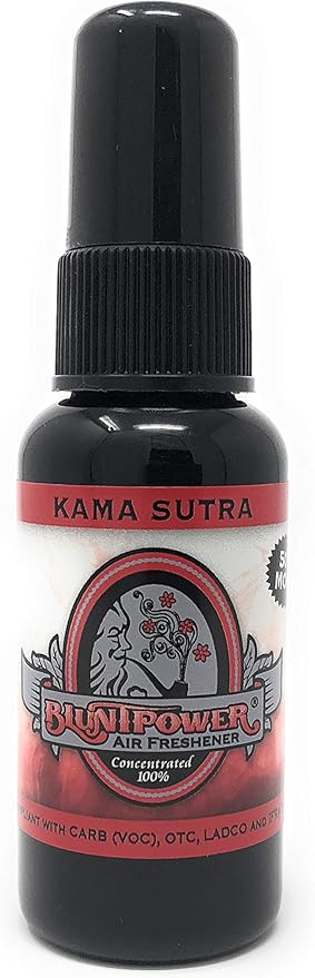 BluntPower (Kama Sutra, 1 Pack) Concentrated Air Freshener for Room and Car Spray - Oil-Based Diffuser Spray Bottle - Long-Lasting Bathroom Spray, Car Freshener, & Odor Eliminator Spray