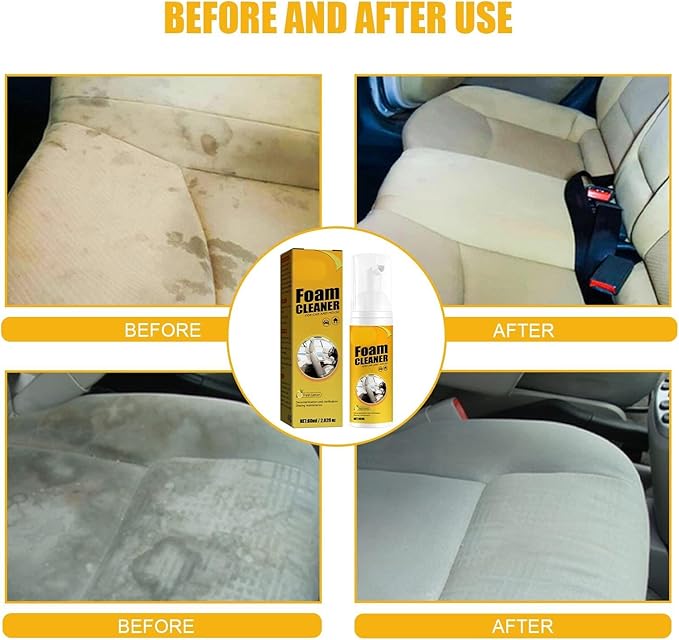 Car Interior Cleaner Foam – Multi-Surface Steering Wheel, Leather Seat & Dashboard Cleaner, 100ml | Enzyme-Powered Formula, Safe for All Surfaces, Quick Stain Removal (1 Pack)