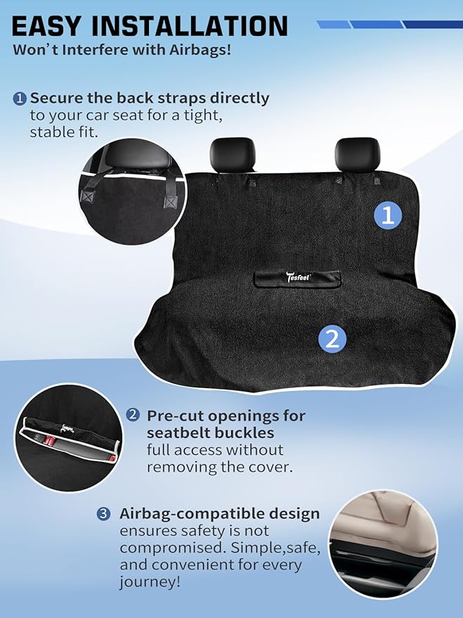 Washable Dog Pet Terry Cloth Accessories Car Seat Cover - Sweat Proof Waterproof Towel Protector for Gym/Beach/After Workout, Absorbent Seat Towel Drape, Reusable Auto Part for Cars/Trucks