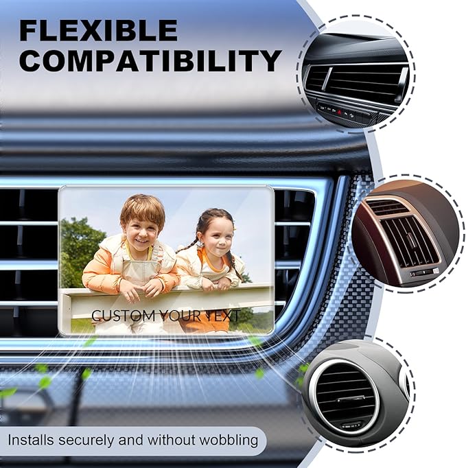 Personalized Car Air Vent Clip, Custom Photo Car Air Freshener Vent Clip with 8 Scents, Decorative Car Accessories Interior, Unique Gift for Couples, Friends & Family (Rectangle)