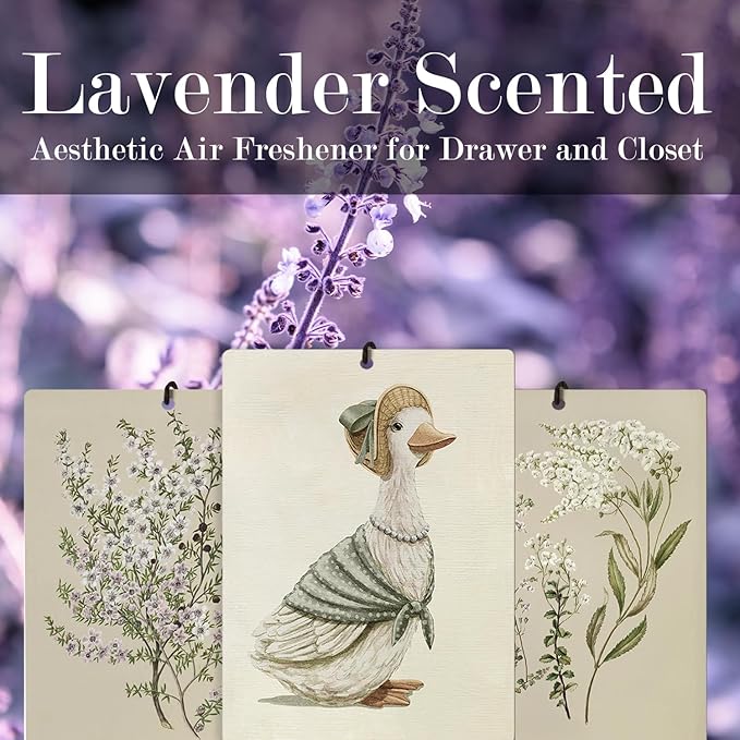Vintage Floral Duck Lavender Car Air Freshener 3Pcs, Rustic Cottagecore Wildflower Farm Duck Scents Air Freshener for Women Girls, Retro Floral Car Accessories Interior Mirror Decor Hanging