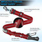 Lukovee Dog Seatbelt Leash for Cars, 2 Pack Pet Safety Seat Belt with Adjustable Buckle & Reflective Bungee, Connect Dog Harness in Vehicle Dogs Restraint Travel Daily Use (Red)