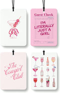 Pink Western Cologne Car Air Freshener 4 Pcs, Preppy Retro Guest Check Cocktail Cowgirl Hanging Air Freshener for Cars Bathroom Dorm Books Decor, Cute Girly Accessories Gifts for Women Girls