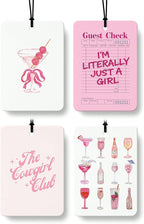 Pink Western Cologne Car Air Freshener 4 Pcs, Preppy Retro Guest Check Cocktail Cowgirl Hanging Air Freshener for Cars Bathroom Dorm Books Decor, Cute Girly Accessories Gifts for Women Girls