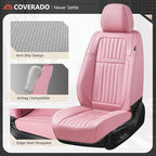 Coverado Car Seat Covers Front Seats, Seat Covers for Cars, Car Seat Protector, 2-Pack Car Seat Cushion Nappa Leather, Waterproof Seat Covers Carseat Cover Universal Fit for Most Cars Trucks(Pink)