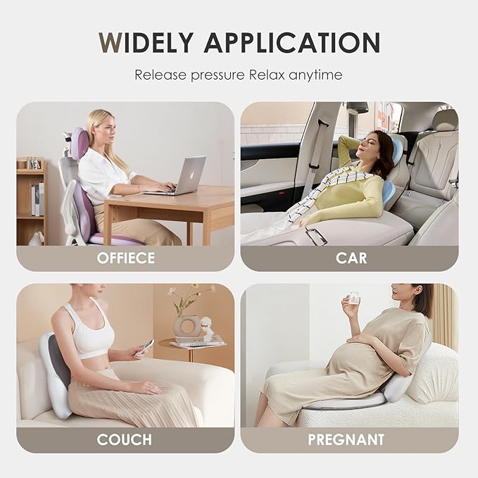 FLORICH Lumbar Support with Car headrest Back Pillow for Chairs Headrest Pillow for Car Ergonomic Ultrathick Memory Foam Back Pillow for Office Chair (Beige Grey)