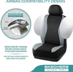 Skechers Car Seat Covers,Leather Seat Covers with GOGA Mat Technology,Waterproof Car Seat Covers Full Sets,Airbag Compatible,Comfort Universal Fit for Most Cars,Vans,Trucks,SUVs,Grey