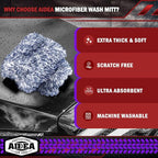 AIDEA Car Wash Mitt Microfiber, 2PK Scratch Free Lint-Free, Wheel Cleaner Mitts, Extra Plush Premium Microfiber Mitt Car Wash Brush, Regular Size 7.12''X10.14''