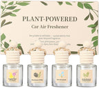 Hanging Car Air Freshener 4-Pack, Essential Oil Car Diffuser for Rearview Mirror, Aesthetic Auto Decor & Odor Eliminator Set (Autumn Pear, Woodland Bluebell, Dark Berry, Cedarwood)