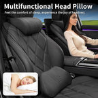Lumbar Support Pillow for Car Seat, Office Chair Nappa Leather Memory Foam Lower Back Cushion for Back Pain Relief Improve Posture, Ergonomic Back Rest for Gaming Chair, Black, 1PC