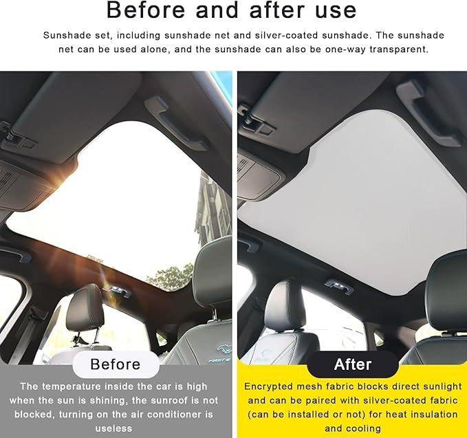 Sunshade Roof Compatible with Volvo C40 2021-2023, Foldable Glass Roof Sun Shade, UV Protection Heat Insulation Sunroof Shade with Storage Bag