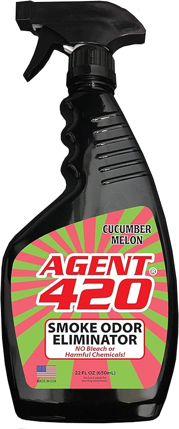 Agent 420 Odor Eliminator Trigger Spray, Cucumber Watermelon, 22 oz — Tea Tree Oil Breaks Down Smoke at the Molecular Level