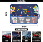 Car Window Shade for Baby, Blackout Car Window Curtain with Storage Pockets & 7 Suction Cups, Cartoon Pattern Cars Side Window Sun Shade Cover for Sun/Heat/UV Rays Protection (Blue-Cute Dogs)