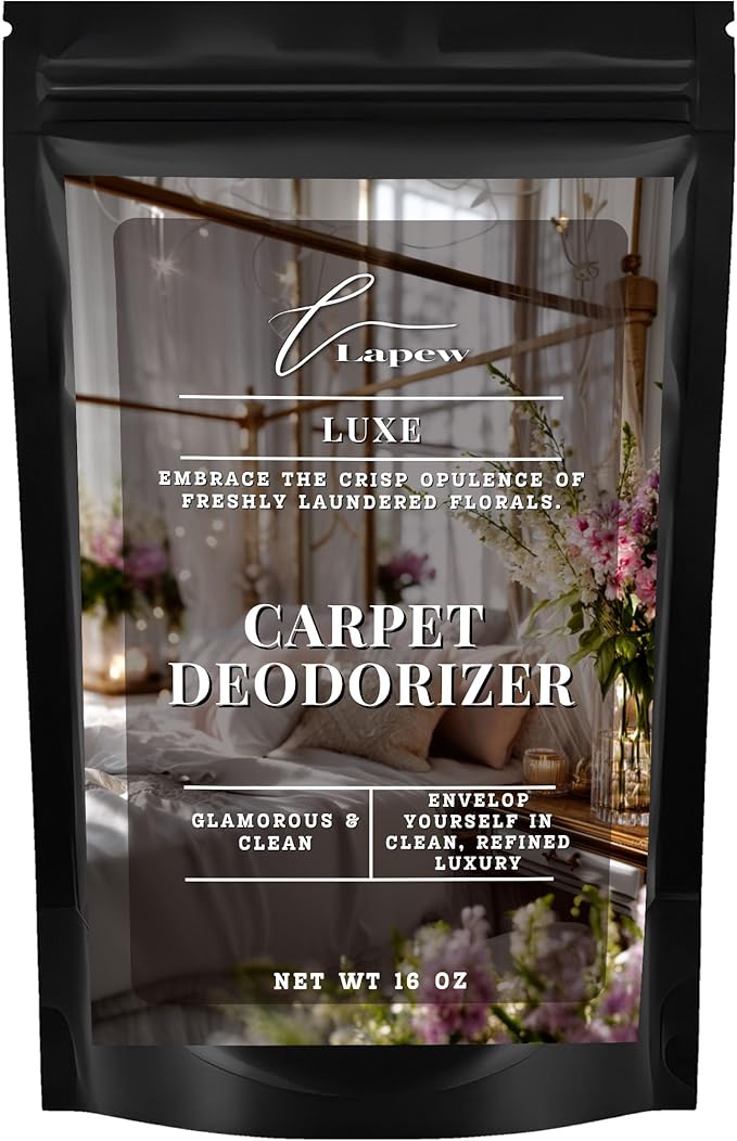 Lapew Luxe Carpet Deodorizer Powder - Pet Safe Freshener for Vacuuming | Scented Odor Eliminator for Home | 16 oz