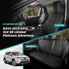 for Toyota RAV4 Seat Covers 2013 2014 2015 2016 2017 2018 RAV 4 XLE SE Limited Platinum Adventure (not for LE&Hybrid) - Custom Leather Car Seat Covers Full Set - Black