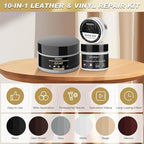 SEISSO Leather Repair Kit for Furniture, Gray Vinyl Repair Kit with Mink Oil Car Interior Leather Recoloring Balm for Scratches, Fading Shoes, Car Seat, Sofa