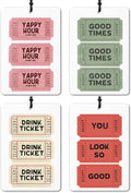 Retro Trendy Ticket Car Air Freshener 4 Pcs, Funky Preppy Colorful Ticket Aesthetic Air Freshener Hanging for Cars Books Closet Drawer, Girly Car Accessories for Women Girls