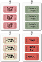 Retro Trendy Ticket Car Air Freshener 4 Pcs, Funky Preppy Colorful Ticket Aesthetic Air Freshener Hanging for Cars Books Closet Drawer, Girly Car Accessories for Women Girls