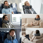 Travel Neck Pillow for Airplanes,100% Memory Foam Neck Support Pillow,Ergonomic U-Shaped 360° Neck Support,Portable with Storage Box,for Flight,Car,Train,Office & Home (Dark Gray)