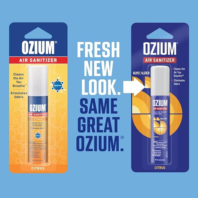 Ozium 0.8 oz. Air Sanitizer & Odor Eliminator for Homes, Cars, Offices and More, Citrus Scent, Pack of 3