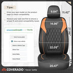 Coverado Seat Covers for Cars, Automotive Seat Covers Front Seats, Waterproof Car Seat Covers, Car Seat Cushion, Faux Leather Car Seat Protector Carseat Cover Universal Fit Most Cars, Black&Orange