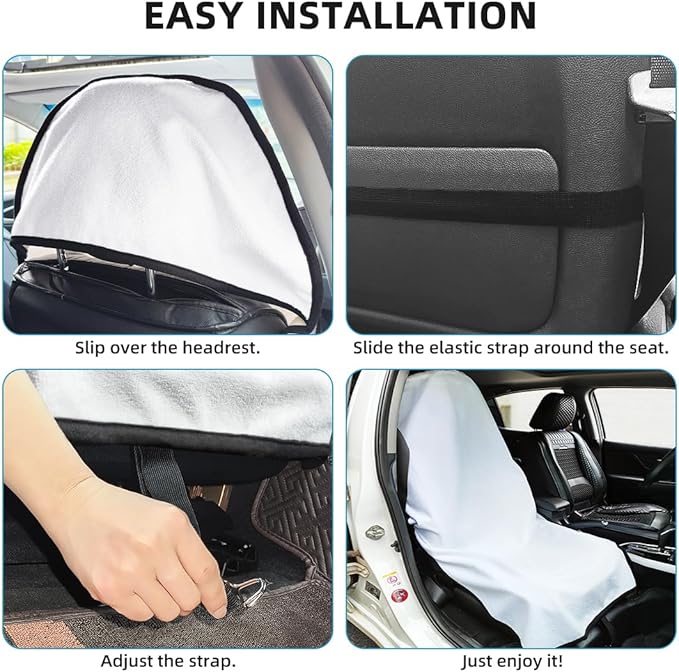 Waterproof Sweating Car Seat Cover for Post Gym Workout, Running, Swimming, Beach and Hiking, Universal Fit Non-Slip Bucket Seat Protector for Cars SUV Trucks, Machine Washable (White)