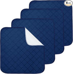 Waterproof Chair Pads for Incontinence, 4 Pack Reusable Seat Protector Pads 22" x 21", Absorbent Wheelchair Pad Covers, Washable Chair Pads for Adults, Kids & Pets - Navy Blue