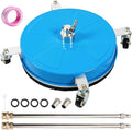 16" Pressure Washer Surface Cleaner with 4 Wheels, Coated Blue Stainless Steel Power Washer Surface Cleaner for Driveway Sidewalk Patio, 1/4" Quick Connector, 2 Extension Wand, 4000 PSI