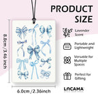 Lacama Blue Car Air Freshener 3Pcs, Watercolor Coquette Bow Love Cars Scents Air Freshener for Women Girls Gifts, Preppy Coquette Car Accessories Interior Mirror Decor Hanging