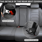 Gray Car Seat Covers Full Set, Breathable Leather Automotive Front and Rear Seat Covers & Headrest for Reduce The Driving Fatigue, Compatible with Most Vehicles, Cars