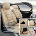 Leather Car Seat Covers Fit for Toyota Avalon 1996-2024, 5 Seater Car Seat Cover, Premium Waterproof, Scratch Resistant Car Interior Accessories (Full Set Beige)