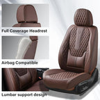 Coverado Car Seat Covers Full Set, 5 Seat Leather Seat Covers for Cars, Car Seat Protector with Lumbar Support, Waterproof Seat Covers Universal Fit for Most Cars SUV Trucks (Coffee)