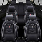 Car Seat Cover 7 Seats for Ford Explorer 2000-2025, Waterproof Durable Compatible Airbag, Premium Leather Seat Protector(7 Seats Luxury,Black White)