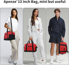 Small Gym Bag Carry On Bag - 12 in Mini Duffle Bag Lightweight for Overnight Travel（Red)