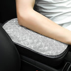SAVORI Bling Car Armrest Cover Diamond Rhinestone Auto Center Console Cover Protector Arm Rest Cushion Pads Universal Bling Car Accessories for Women Girl Cute Vehicle Interior Decor (White)