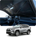 [Upgraded] DooGooCoo Windshield Sun Shade Umbrella - Small, Car Sunshade for Front Windshield [UV Block & Heat Shield], Keep Car Cooler & Protect Interior Sun Shade for car Windshield (52"x31")