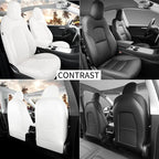 Tesla Model Y Seat Covers White Tesla Car Seat Cover 12pcs Waterproof Nappa Leather Seat Cover Fully Wrapped Customized for Tesla Model Y 2020-2024 (TY-White)