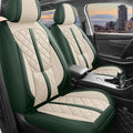 otoez Green Car Seat Covers Full Set, Universal Nappa Leather Seat Cover 5 Seat Waterproof & Breathable Automotive Seat Protector Full Coverage for Cars Sedens, Trucks, SUVs, Vans (White & Green)