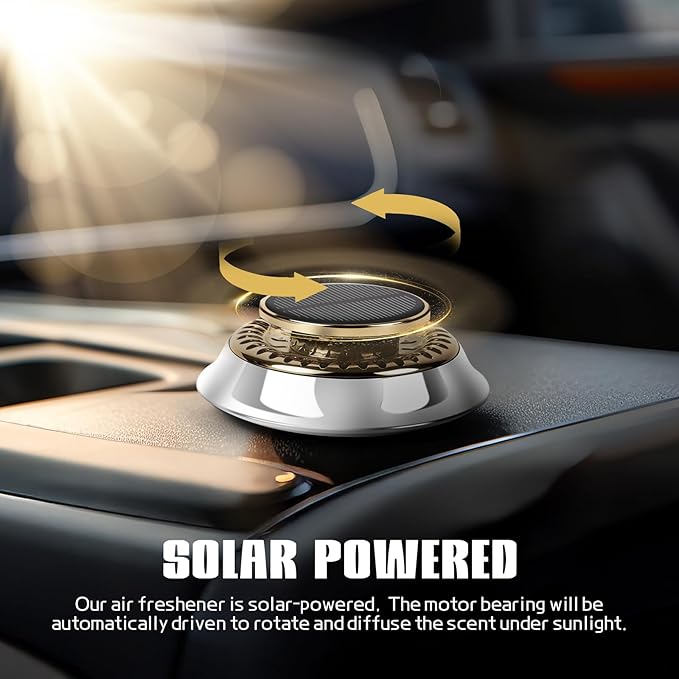 Wuyaoyao Car Air Freshener, Rotating Solar Energy Car Fragrance Diffuser, Long Lasting Automotive Scents Air Freshener Diffuser, Mini Aromatherapy Air Purifier for Most Vehicles(White, Cologne)
