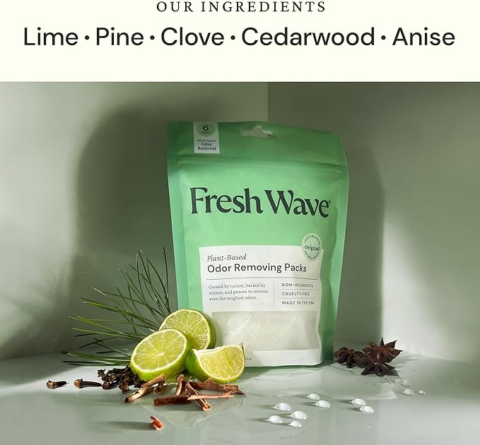 Fresh Wave Odor Eliminating & Deodorizing Packs | 2 Bags of 6 Each | Safer Odor Relief for Small Spaces | Natural Plant-Based Odor Eliminator | Odor Absorbers for Home, 3.6 Ounce (Pack of 2)