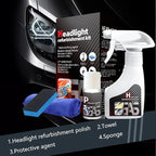 Headlight Restoration Kit, Automotive Headlight Cleaner Polishing Kits, Headlamp Repair Polisher Cleaning Kits Ceramic Coating Spray Head Light Restoring Kit for All Vehicle Types