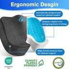 Seat Cushion, Gel Chair Cushions, Office Chair Cushions, Anti-Slip Bottom & Removable Cover Tailbone Pain Relief Cushion, Memory Foam Seat Cushion, 5.28 in Thick (Grey)