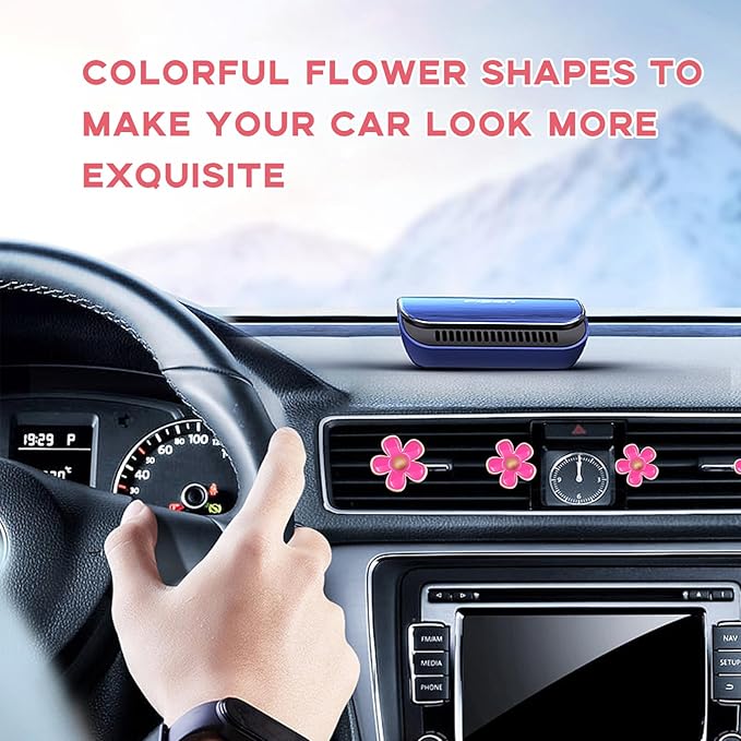 6PCS Daisy Flower Car Air Vent Clips, Cute Flower Shape Auto Air Freshener Outlet Clip, Vehicle Air Conditioning Clip Charm for Women Girls, Interior Decor Car Accessories (Pink)