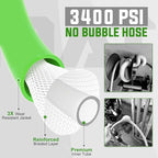 YAMATIC Durable Pressure Washer Hose 25FT, 3400 PSI 1/4'' Power Washer Hose Replacement for Gas&Electric Washer, Wear Resistant Extension Leak-Free M22 Fittings, Green