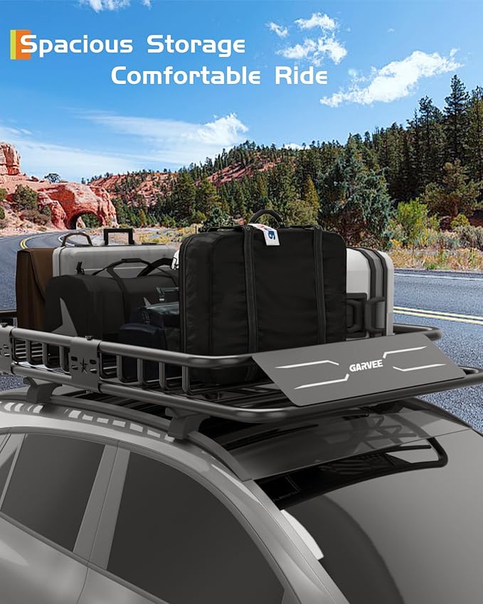 Garvee Universal Roof Rack Cargo Carrier Basket, 200 Lbs Capacity Rooftop Cargo Rack, Car Top Luggage Holder Basket Heavy Duty for SUVs, Trucks, Vehicles