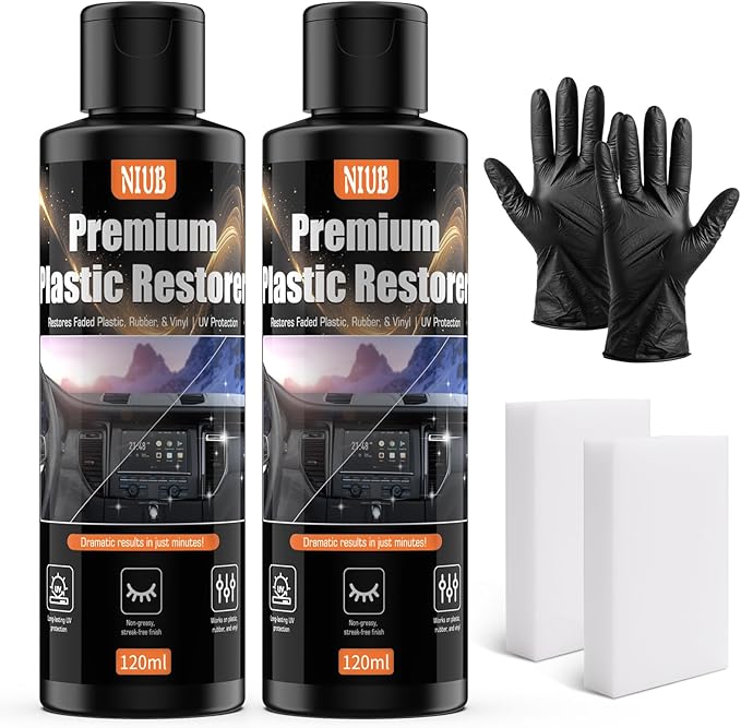 240ml Indoor Safe Trim Restorer, Plastic Restorer for Cars, Car Plastic Restorer, Black Plastic Restorer, Fast-Drying, Waterproof, Long-Lasting Shine & Protection,Indoor Plastic Surfaces Use Only