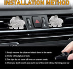 2 PCS Bling Car Air Vent Clip, Cute Elephant Crystal Air Conditioning Outlet Clip, Air Fresheners Diffuser Clip Charm, Interior Decor Car Accessories For Women Girl